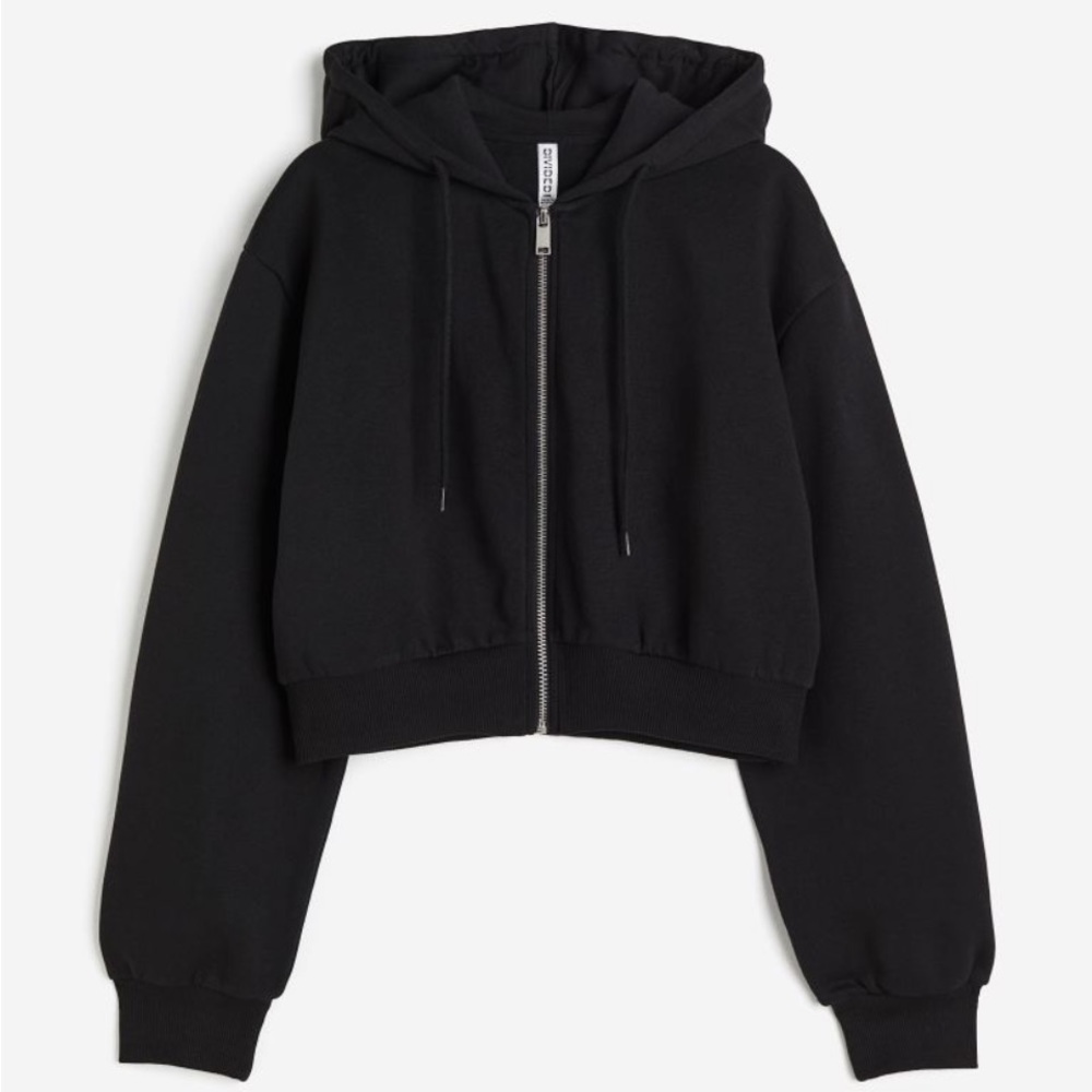 H&M CROPPED BLACK HOODIE!